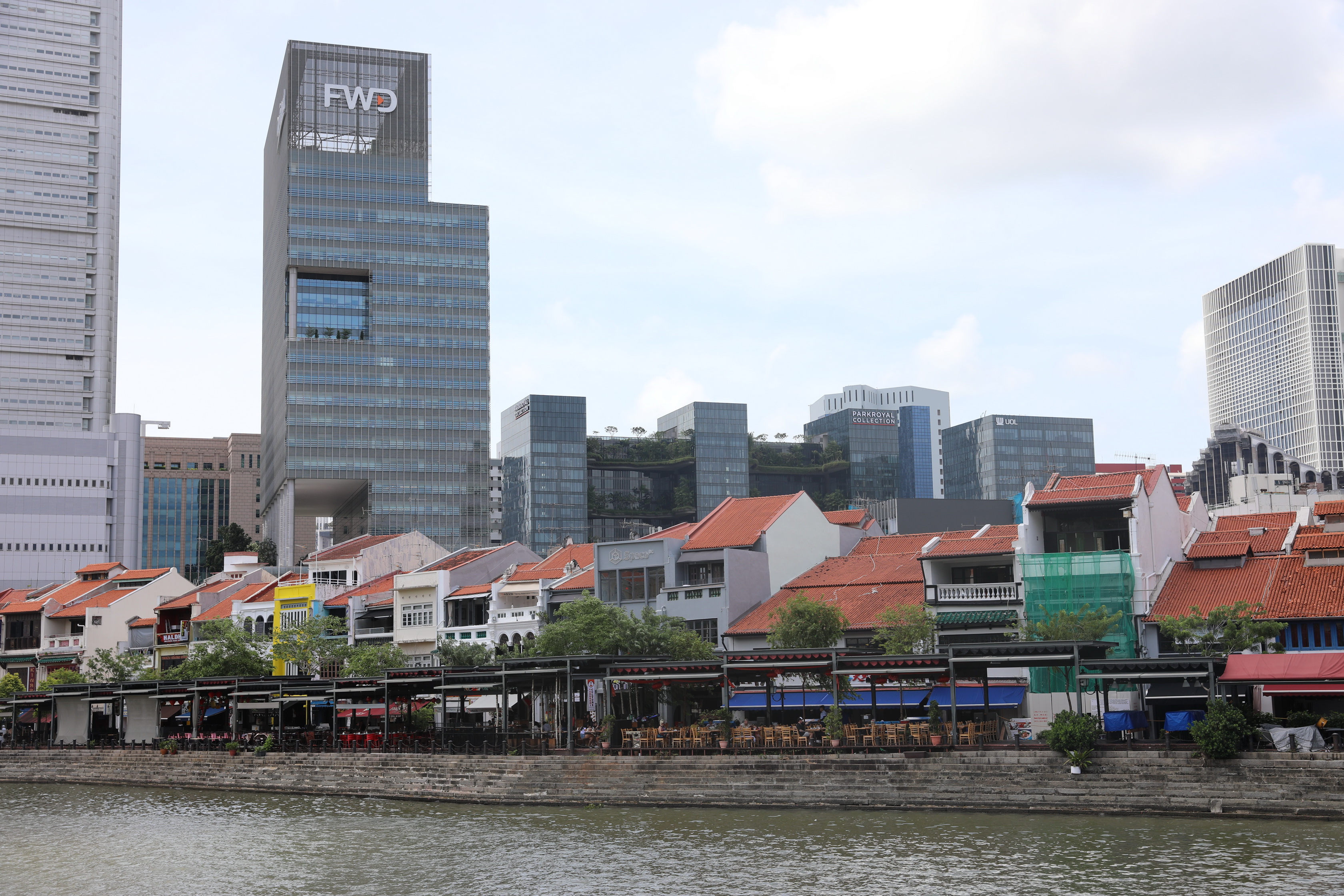 Boat Quay mit unserem Hotel Parkroyal On Pickering im Hintergrund
